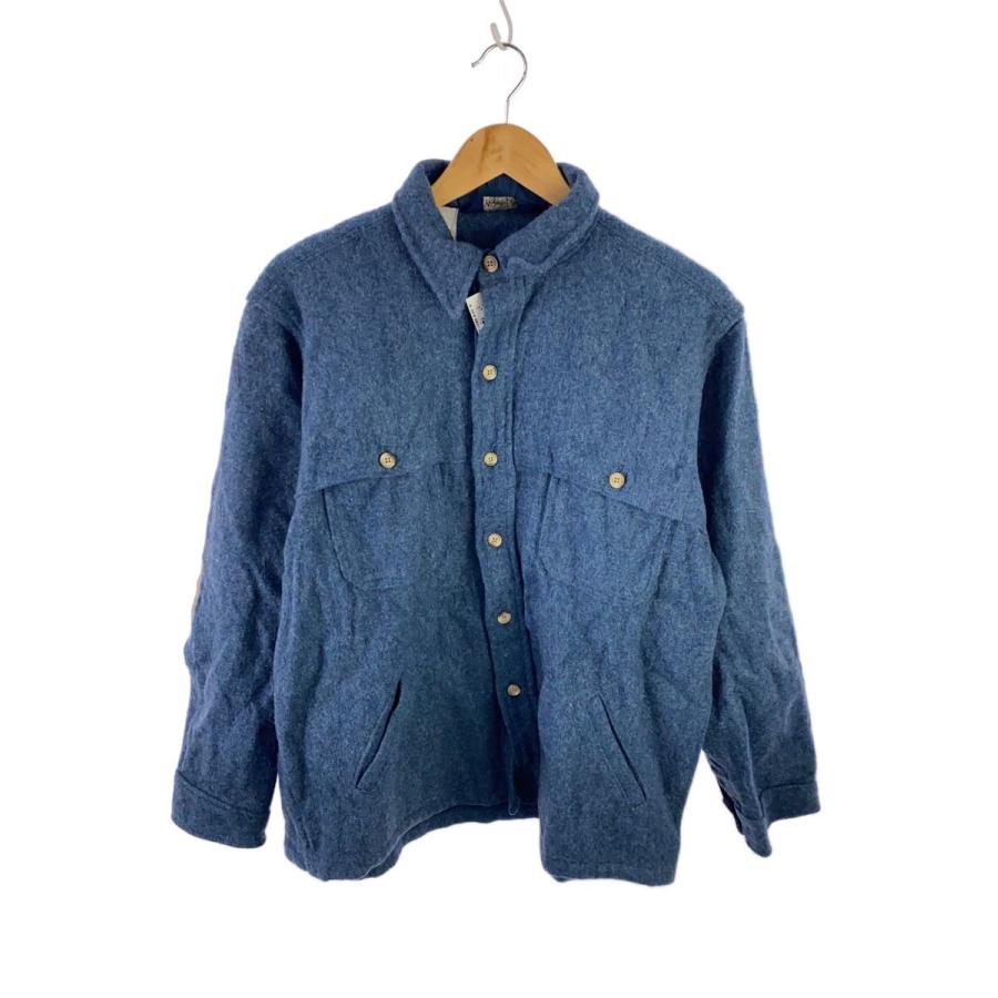 Woolrich◇シャツジャケット/エルボーパッチ/ウール/BLU/無地