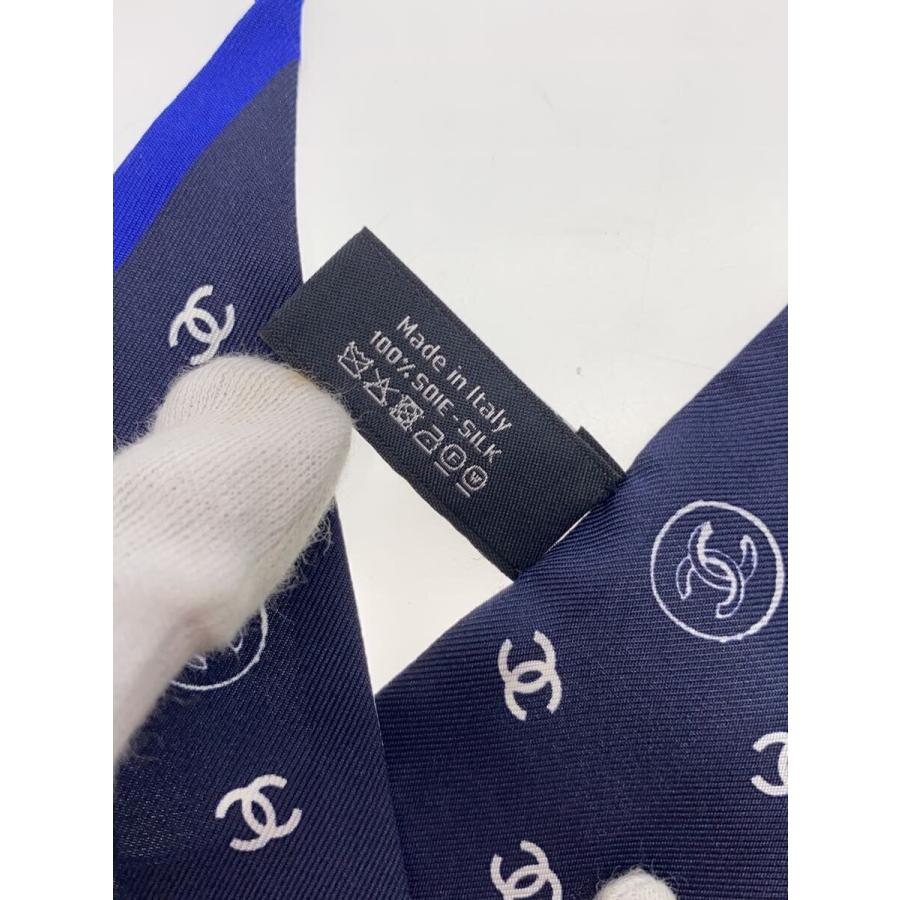 CHANEL シルク100% チェック柄スカーフ CHANEL◇スカーフ/シルク/NVY/チェック/レディース// : セカンド