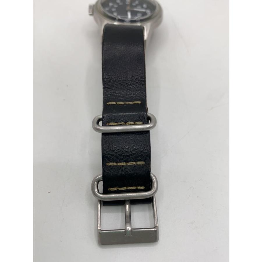 TIMEX◇×Nigel Cabourn/クォーツ腕時計/アナログ/レザー/BLK/BLK/68-18