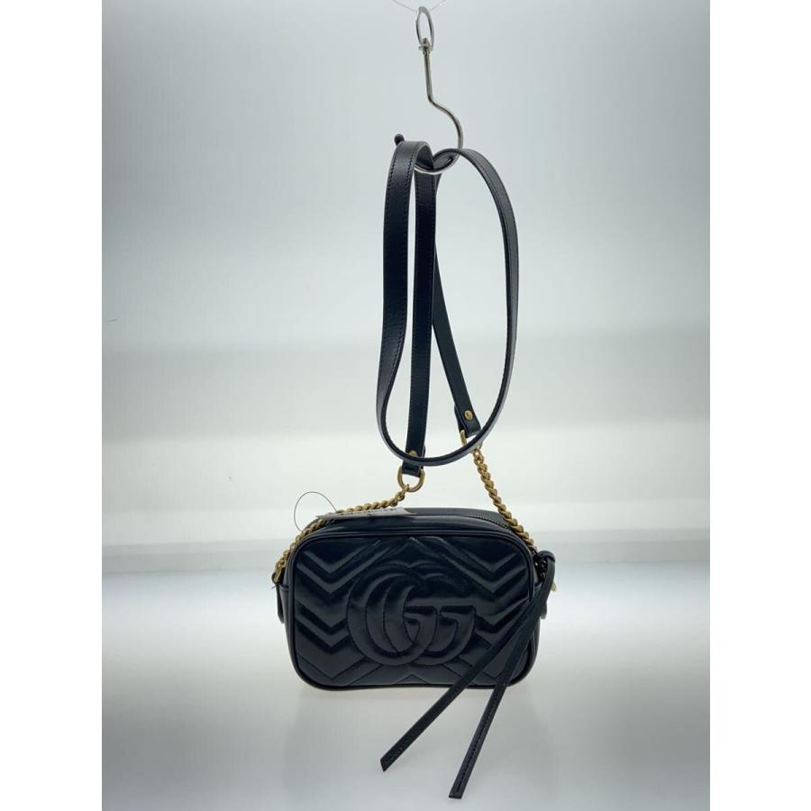 GUCCI◇ショルダーバッグ_GGマーモント_キルティング/レザー/BLK