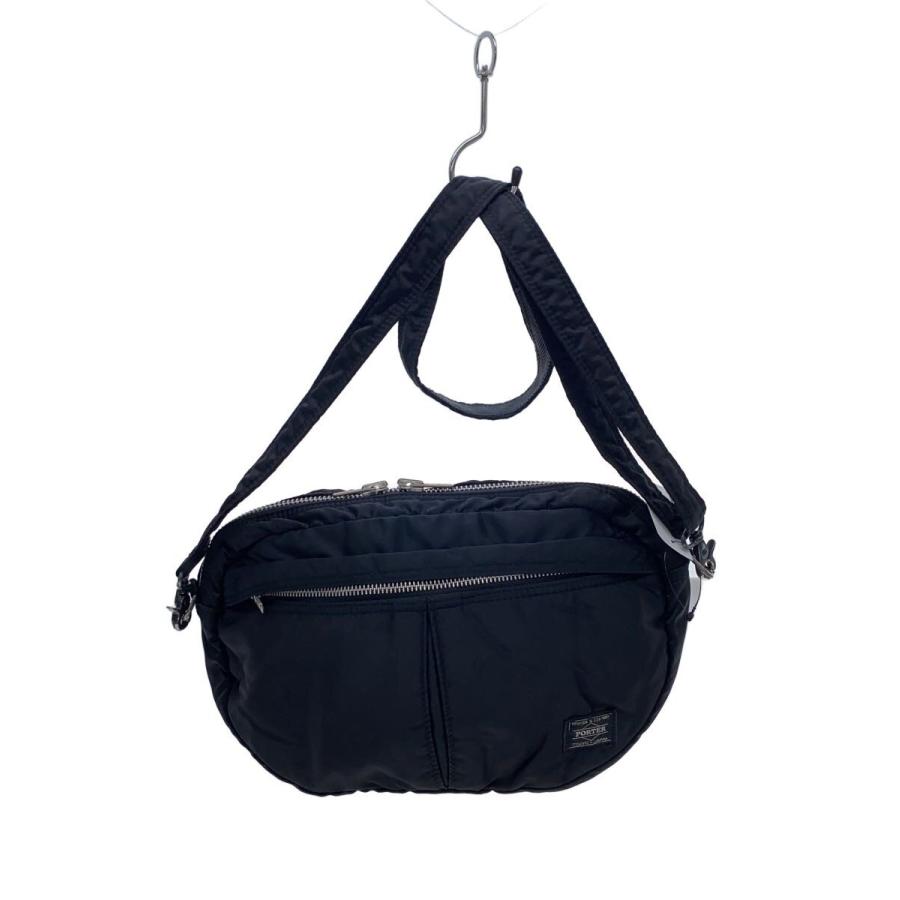 PORTER◇TANKER/ハーフムーン/ショルダーバッグ/ナイロン/BLK/無地