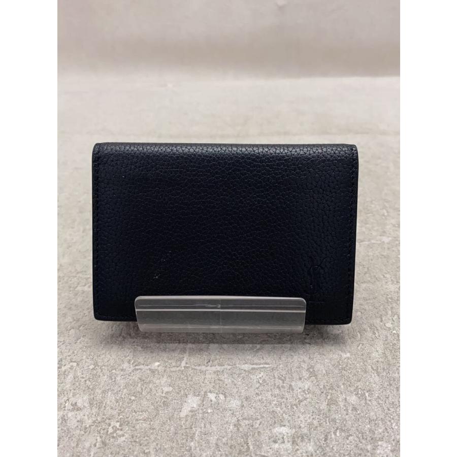 SAINT LAURENT◇カサンドラ/シャドウ/カードケース/レザー/BLK/無地 