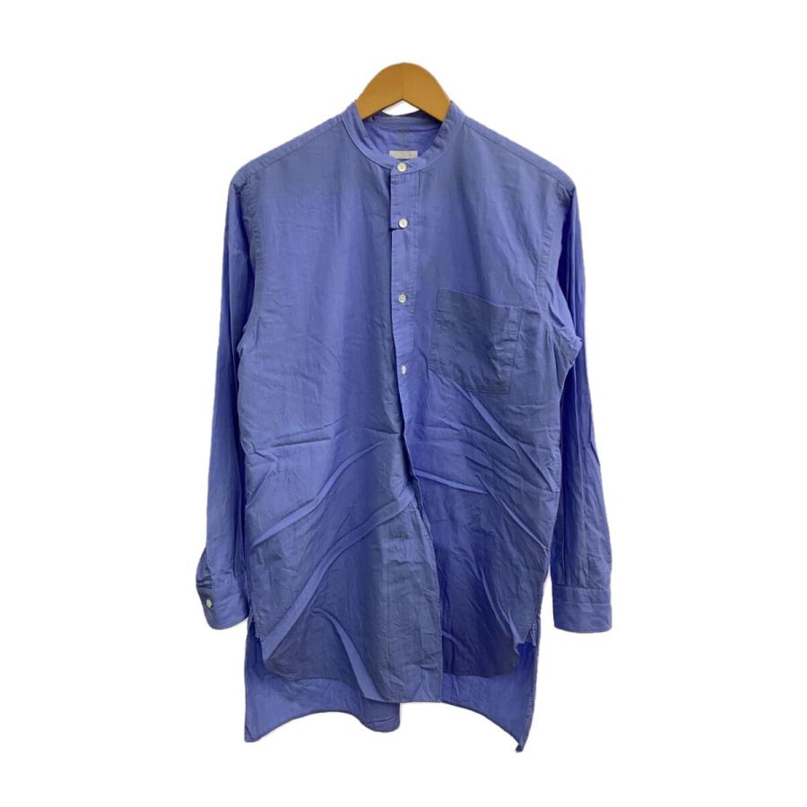 COMOLI◇22SS/バンドカラーシャツ/長袖シャツ/1/コットン/BLU/無地/V01