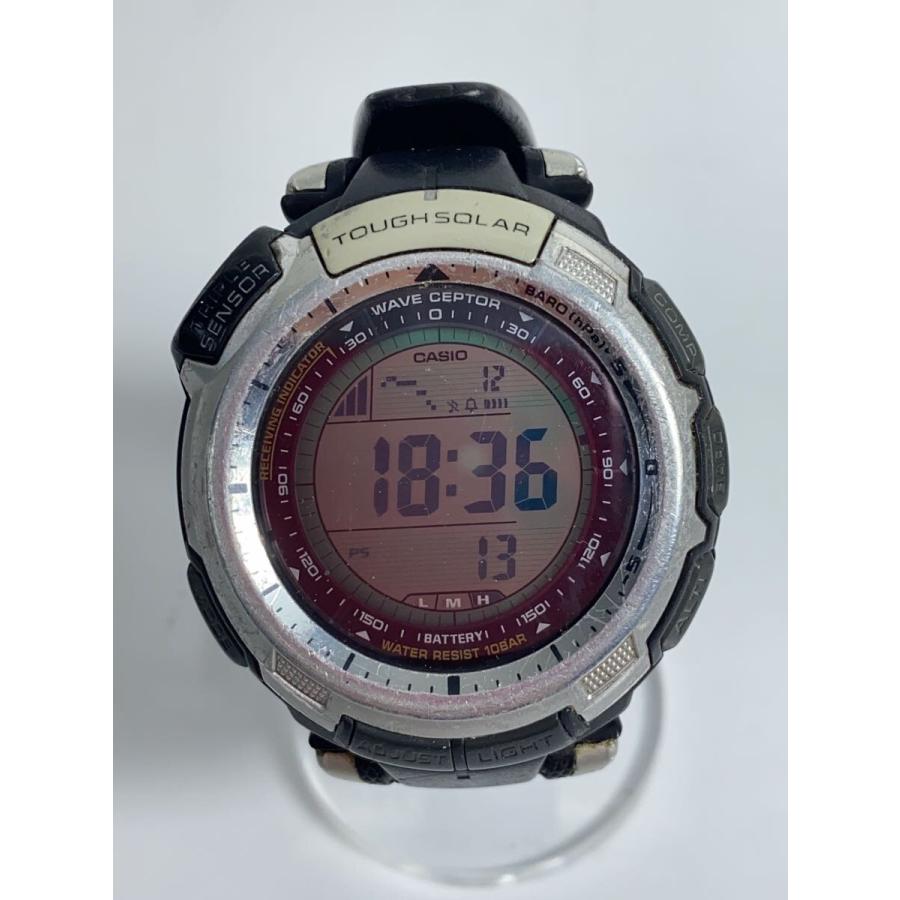 美品 カシオ CASIO PROTREK 腕時計 デジタル PRW-1300J PROTREK◇ソーラー腕時計/デジタル/ラバー/GRY/BLK/PRW-1300J