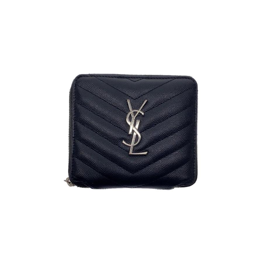 SAINT LAURENT◇2つ折り財布/レザー/BLK/レディース : セカンド