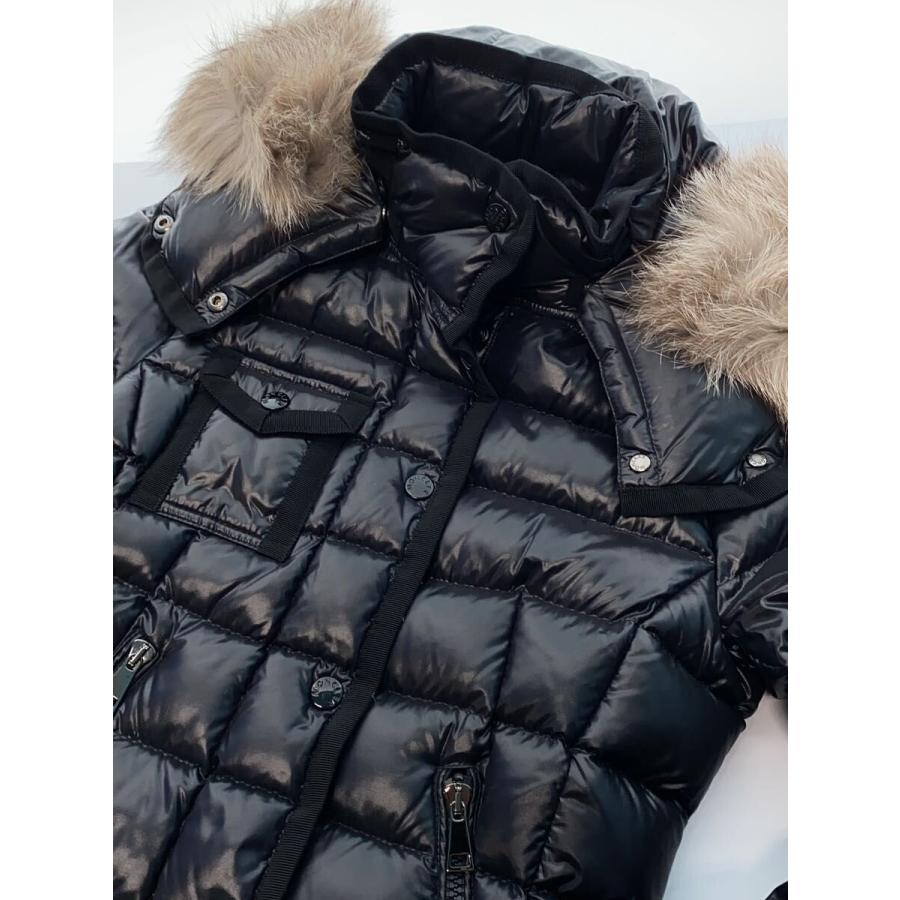 MONCLER◇ダウン/アルモワーズ/0/ナイロン/BLK/無地/タグほつれ汚れ有