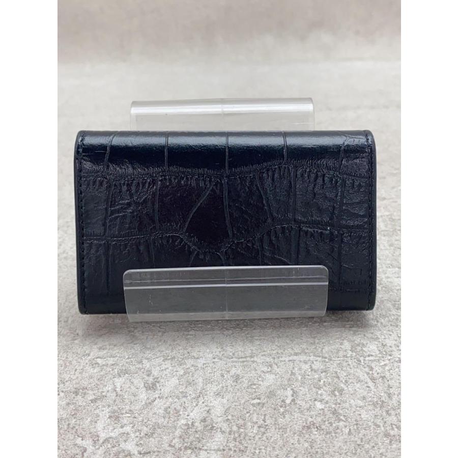 CELINE◇キーケース/クロコ型押し/6連/ロゴ/レザー/ブラック/メンズ