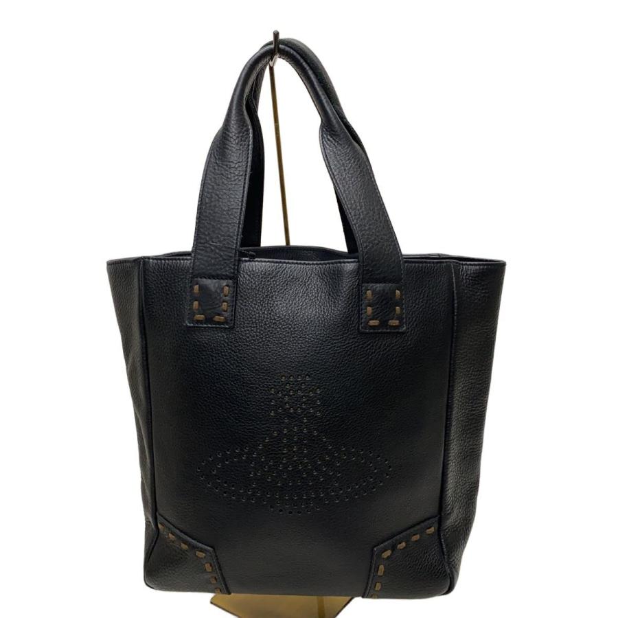 Vivienne Westwoodレザー トートバッグ Vivienne Westwood◇トートバッグ/レザー/BLK// : セカンドストリート