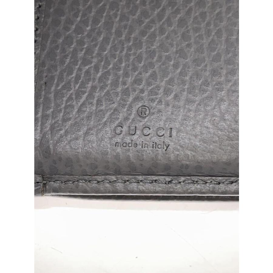 GUCCI◇3つ折り財布_GGマーモント_レザー_グレー/レザー/GRY/レディース