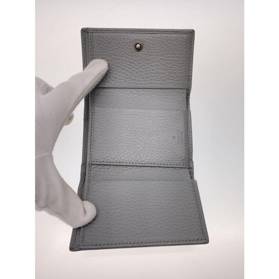 GUCCI◇3つ折り財布_GGマーモント_レザー_グレー/レザー/GRY/レディース