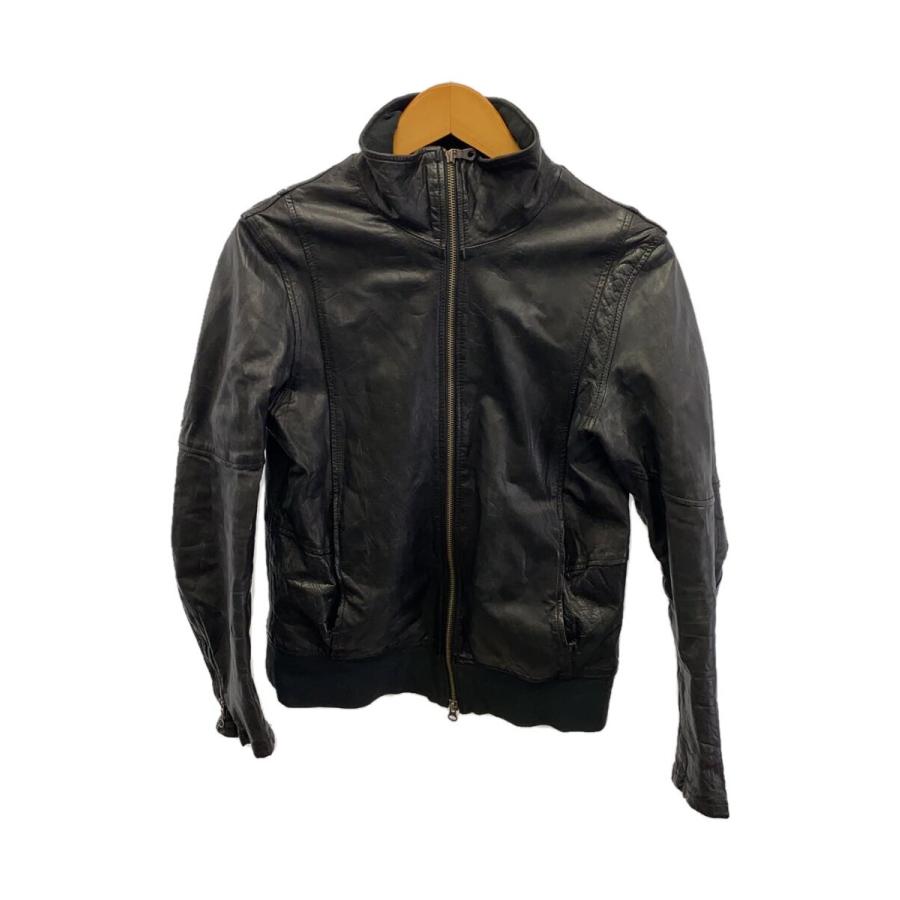 shama ♫ レザー シングル ライダースジャケット 40 shama◇シングルライダース/レザージャケット/40/牛革/ブラック/MADE
