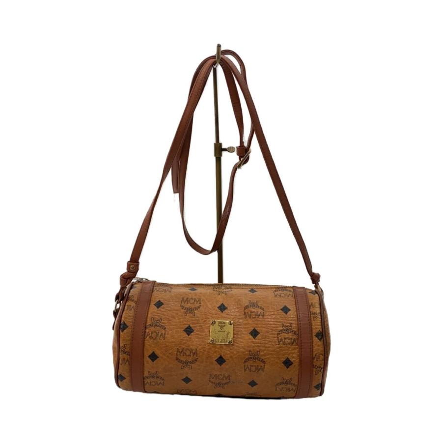 MCM◇ショルダーバッグ/PVC/BRW/ヴィセトス柄/筒型ショルダー