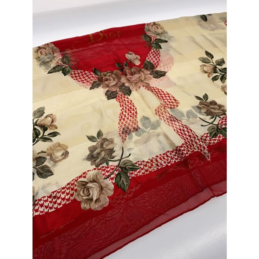 Christian Dior シルクスカーフ 花柄 赤 黒 Christian Dior◇スカーフ/シルク/RED/花柄/レディース