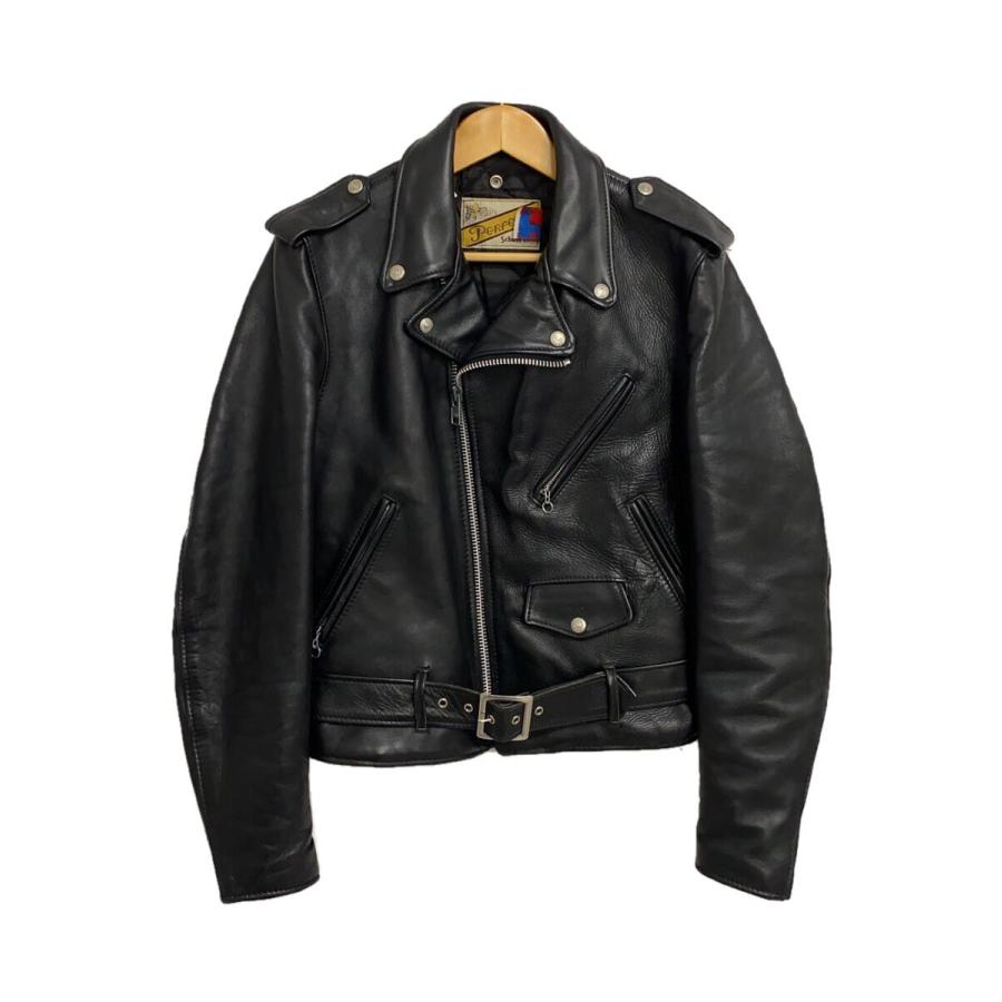 Schott◇ダブルライダースジャケット/内側キルティング/38/レザー/BLK