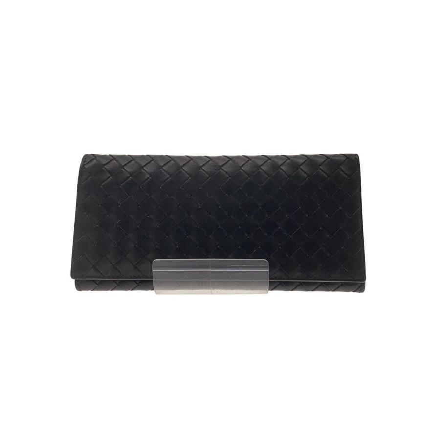 Bottega Veneta レザー長財布 BOTTEGA VENETA◇長財布/レザー/BLK/無地/メンズ : セカンドストリート