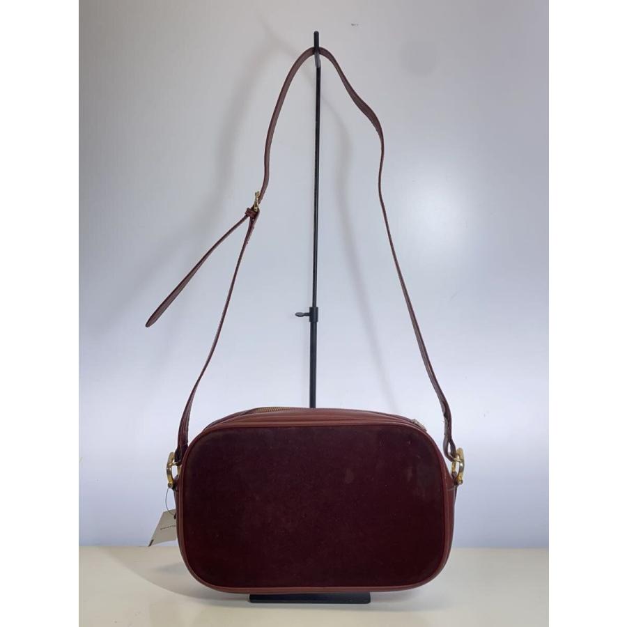 Cartier◇マストライン/バーガンディ/ショルダーバッグ/スウェード/BRD