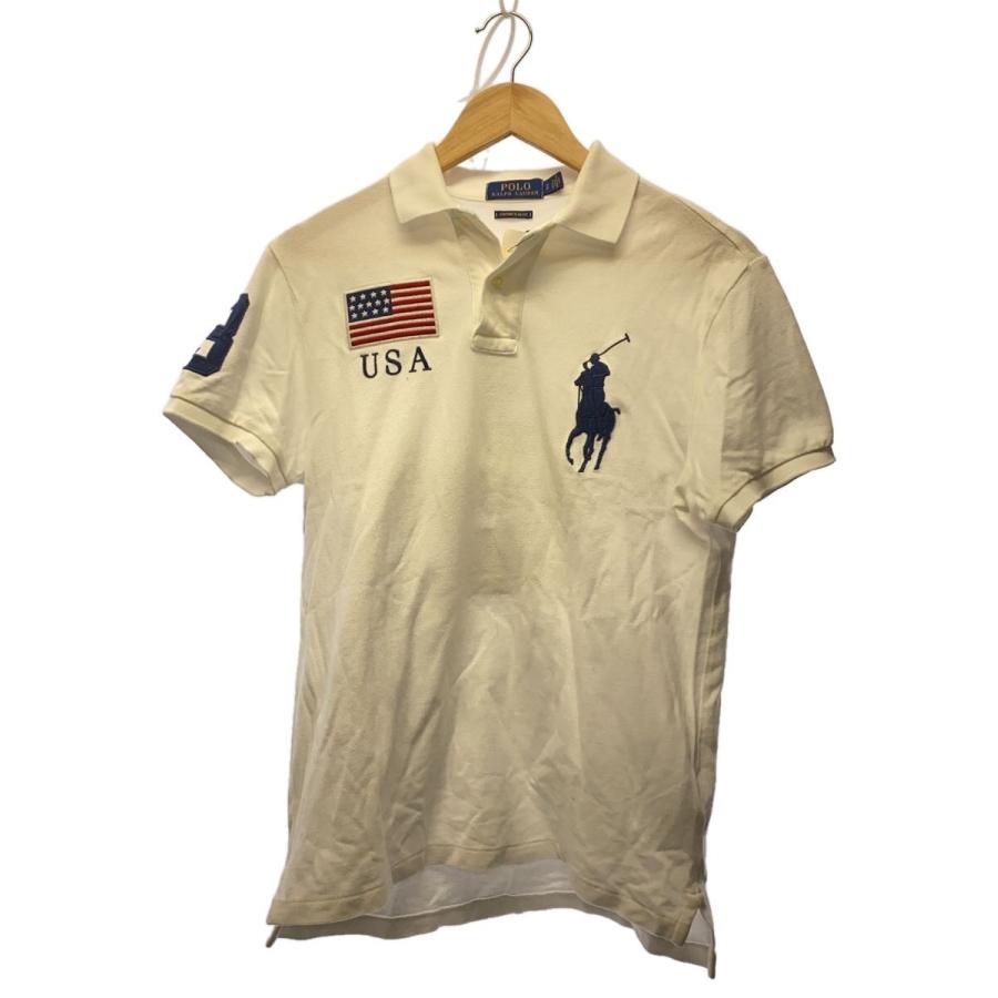 POLO RALPH LAUREN◇ビックポニー/ポロシャツ/S/コットン/WHT/無地