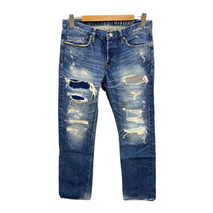 HYSTERIC GLAMOUR◇RSM加工デニムスリムストレートパンツ/スタッズ/31  