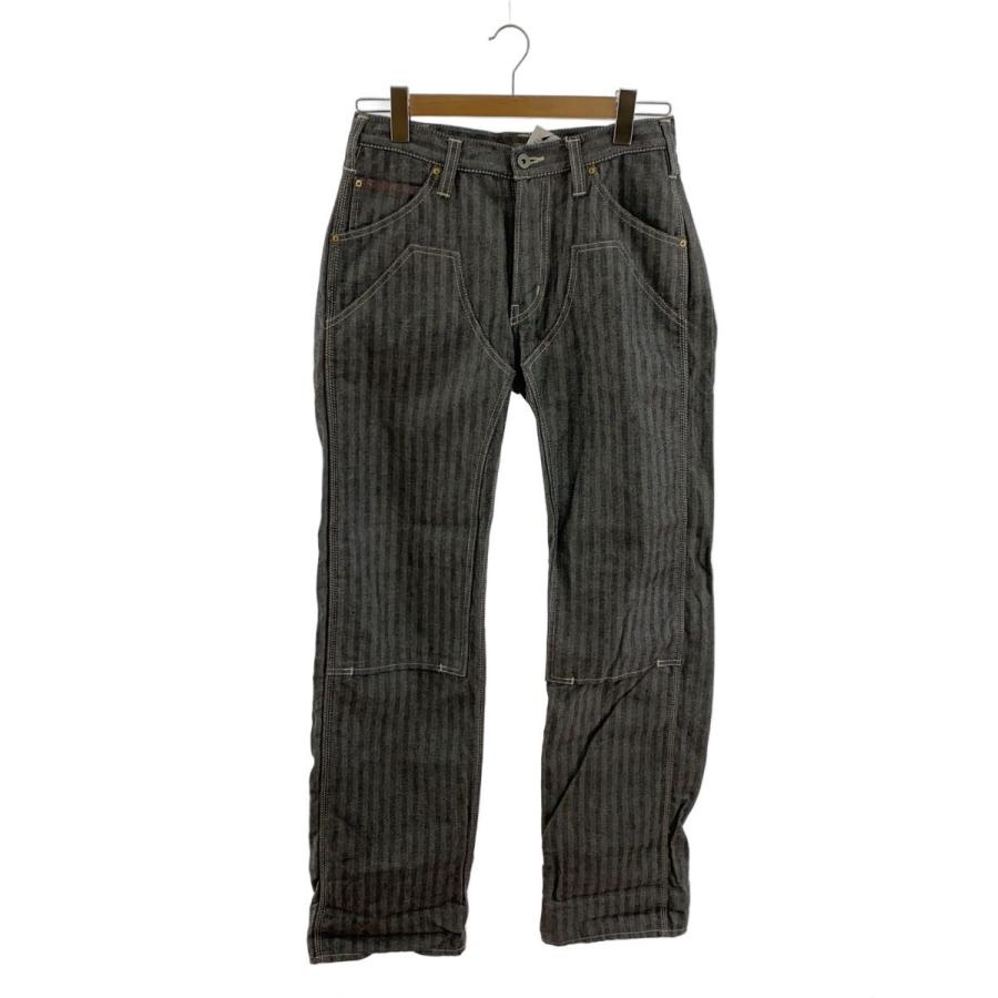 IRON HEART ストライプ ワークパンツ IRON HEART◇ダブルニー/ストレートパンツ/31/コットン/GRY/ストライプ