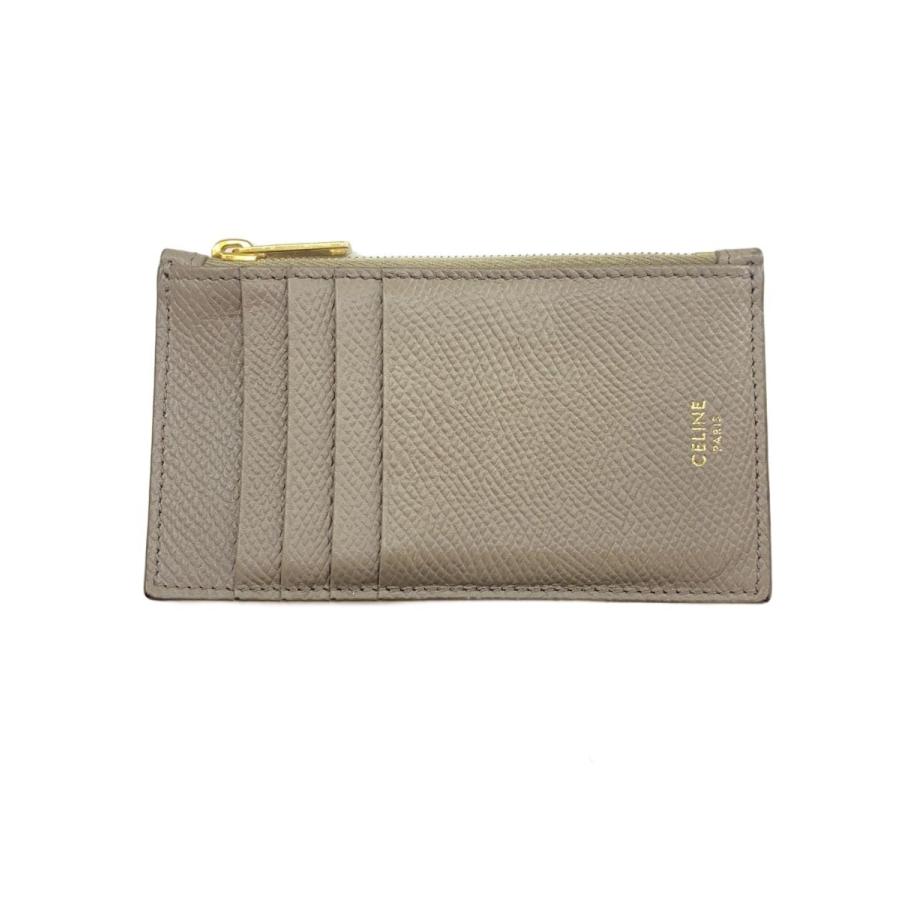 CELINE◇カードケース/レザー/KHK/レディース/コンパクトジップ カード