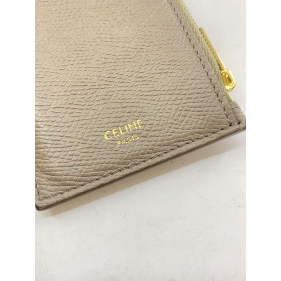 CELINE◇カードケース/レザー/KHK/レディース/コンパクトジップ カード