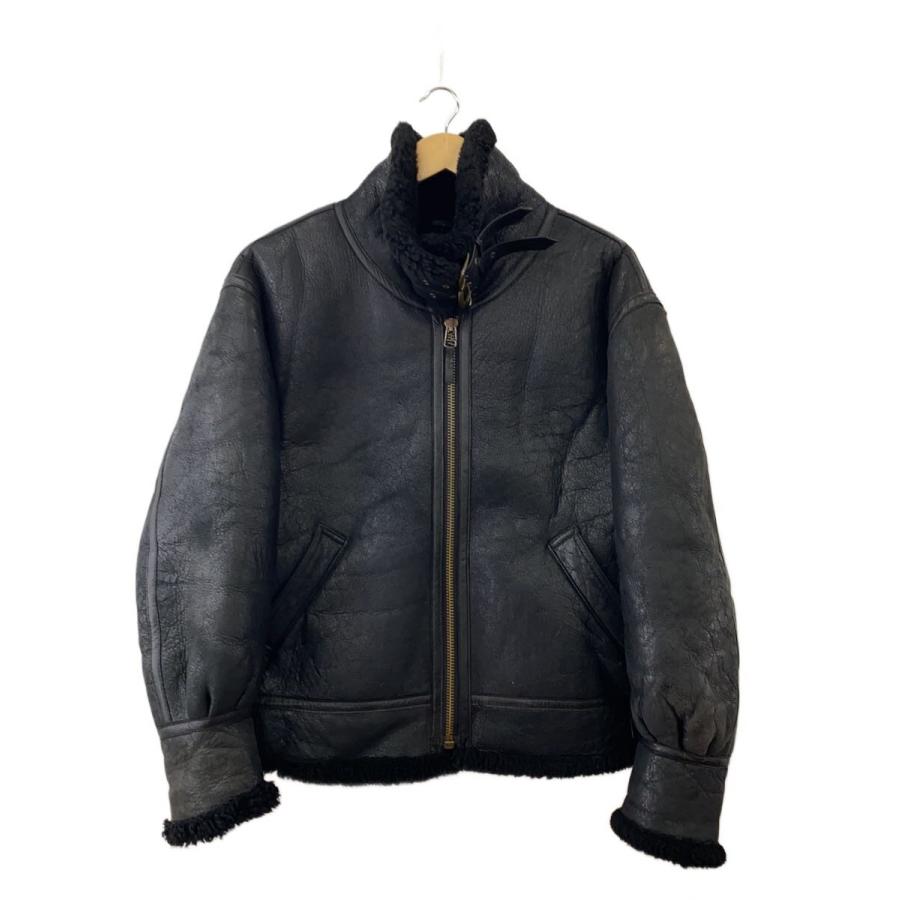 90s 20万 ハーレーダビッドソン B-3 ムートン フライトジャケット 黒 HARLEY DAVIDSON◇B-3/フライトジャケット/ムートン/L/レザー/BLK