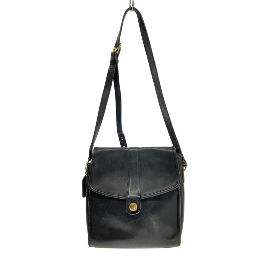 良品 オールドコーチ ショルダーバッグ レザー ドイツホック A4 黒 COACH◇ショルダーバッグ/レザー/BLK/ドイツホック/USA製/オールド