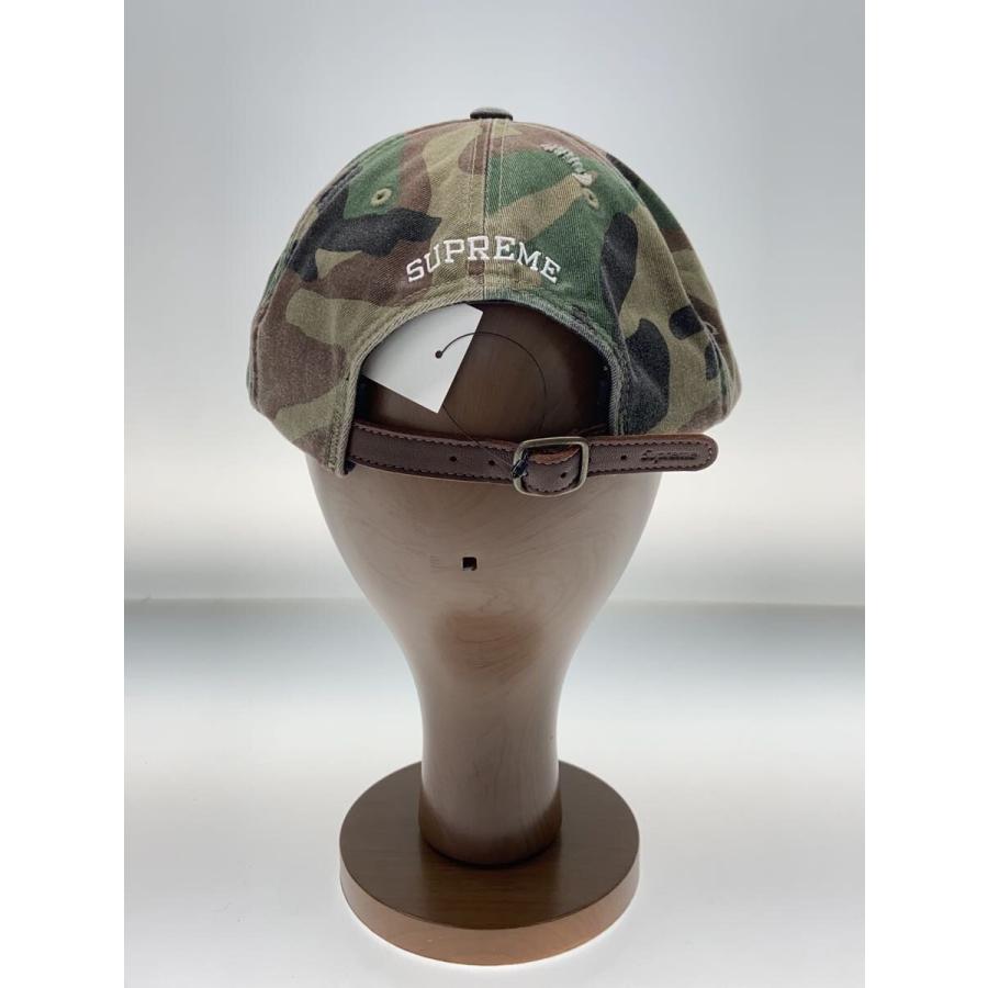 Supreme◇distressed script 6-panel H9FW25/キャップ/--/KHK/カモフラ