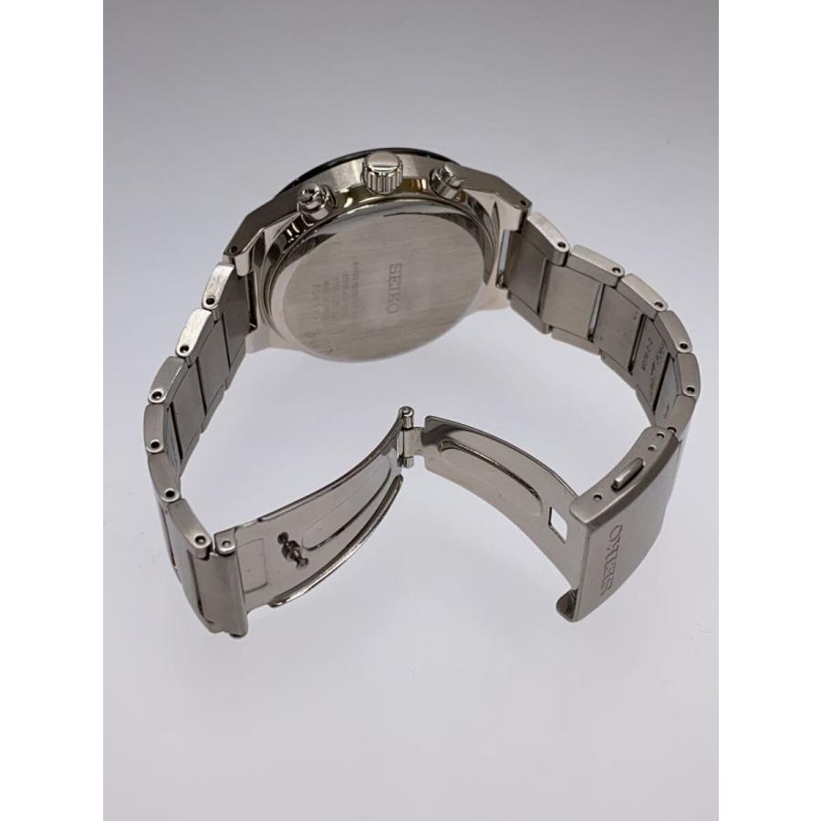SEIKO◇ソーラー腕時計/アナログ/ステンレス/BLK/SLV/V195-0AE0