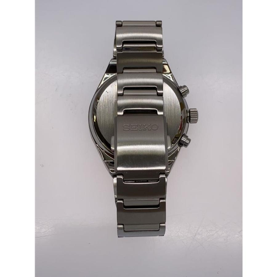 SEIKO◇ソーラー腕時計/アナログ/ステンレス/BLK/SLV/V195-0AE0