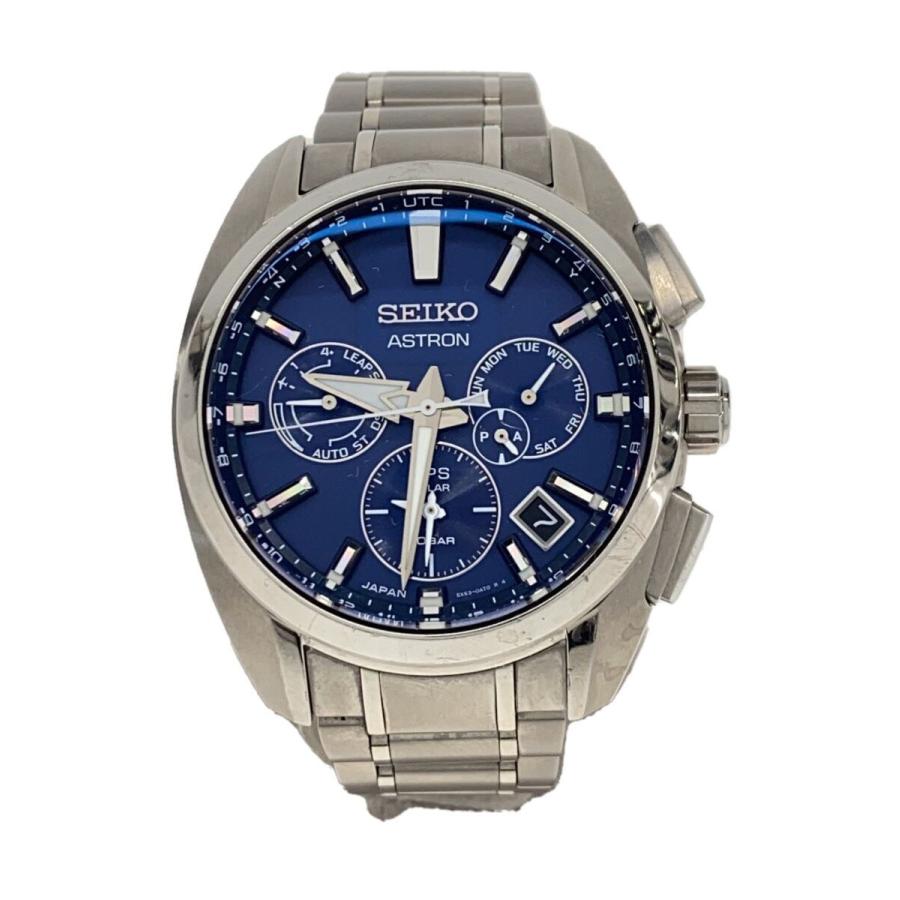 SEIKO◇ソーラー腕時計/アナログ/ステンレス/NVY/SLV/5X53-0AV0