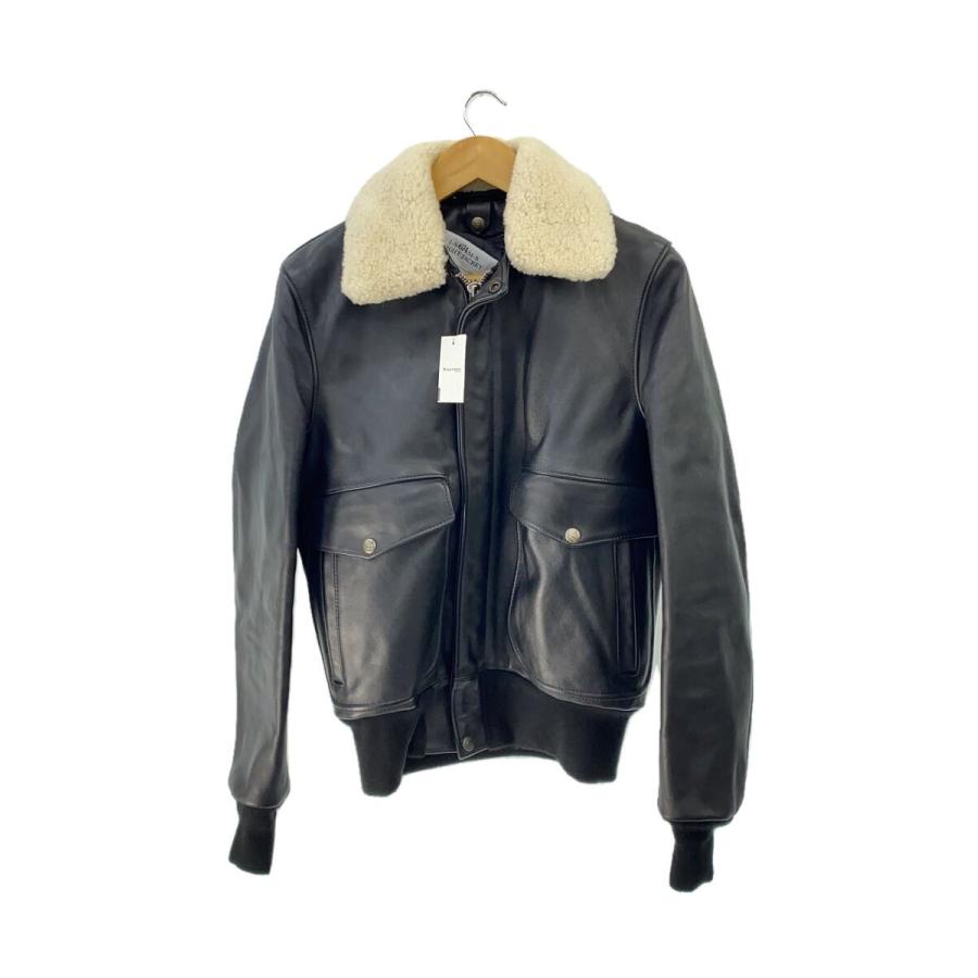 Schott◇×Ron Herman/フライトジャケット/36/レザー/BLK/無地/7542