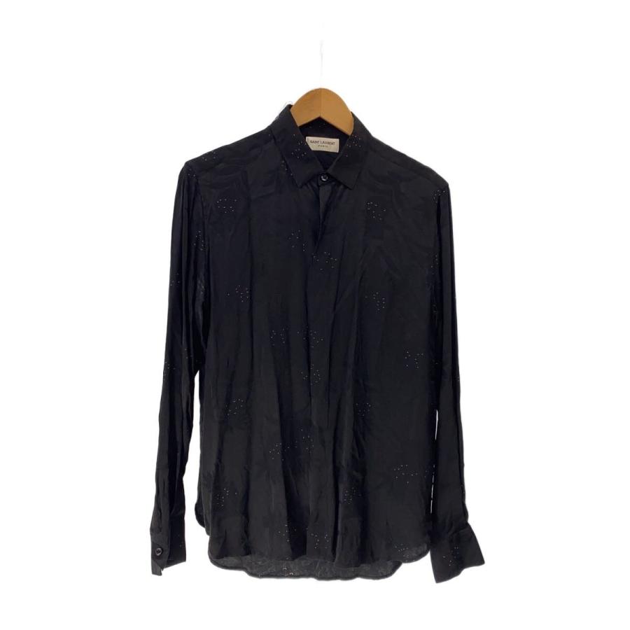SAINT LAURENT◇サンローラン/長袖シャツ/--/シルク/ブラック