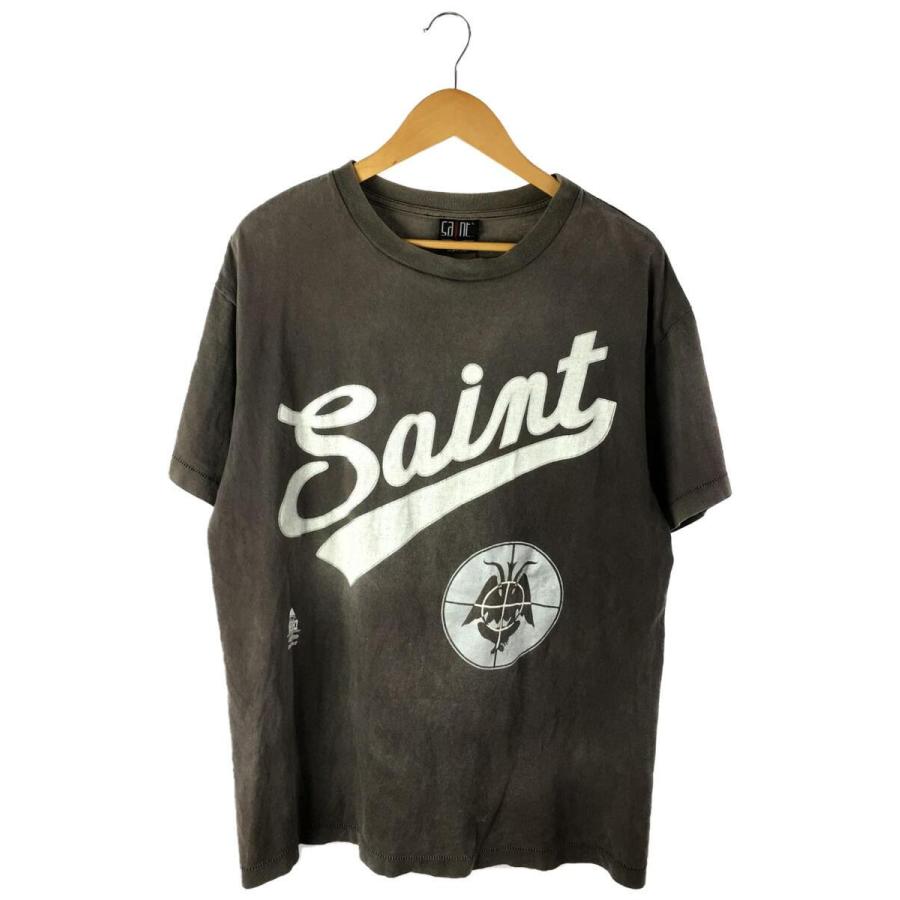 SAINT MICHAEL◇21AW/FOCUS S/S T-SHIRT/Tシャツ/L/コットン/GRY