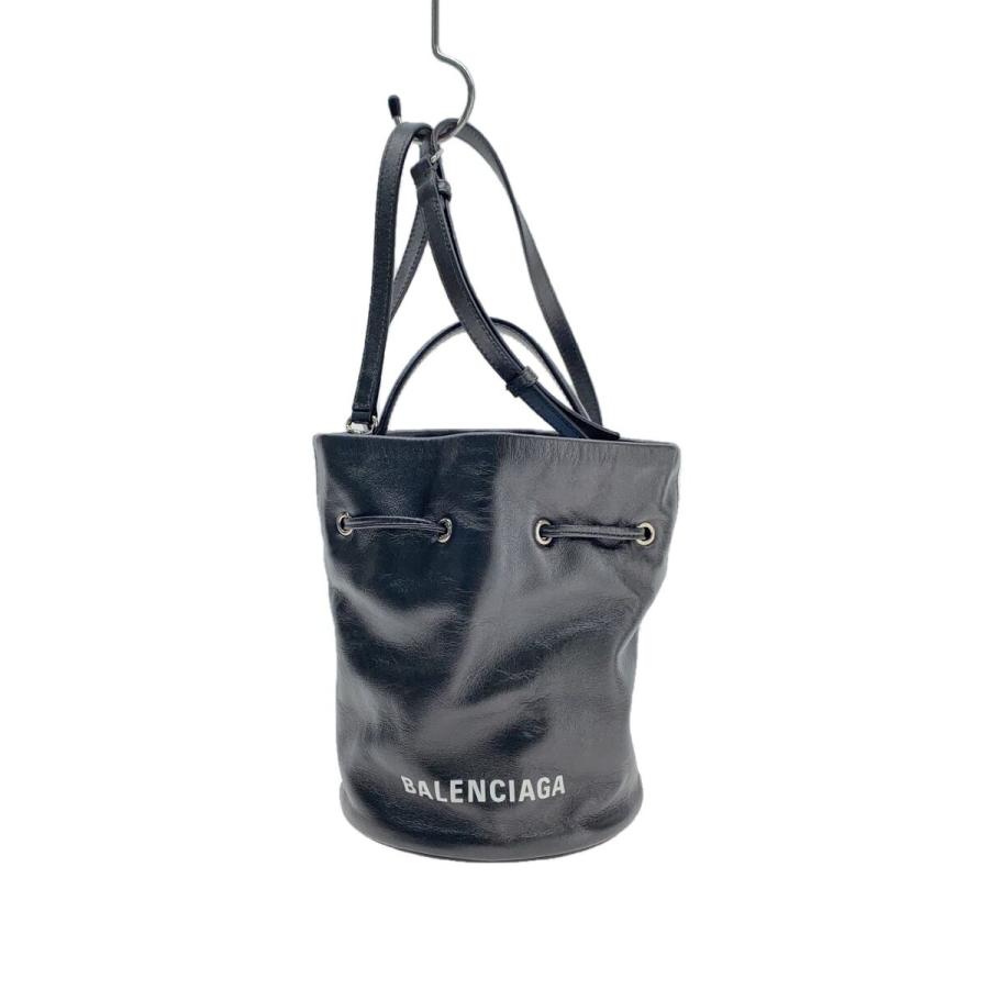 BALENCIAGA◇エブリデイドローストリング/バケットバッグ/レザー 