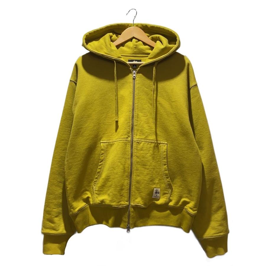 STUSSY◇22AW/DOUBLE FACK LABEL/パーカー/M/コットン/イエロー