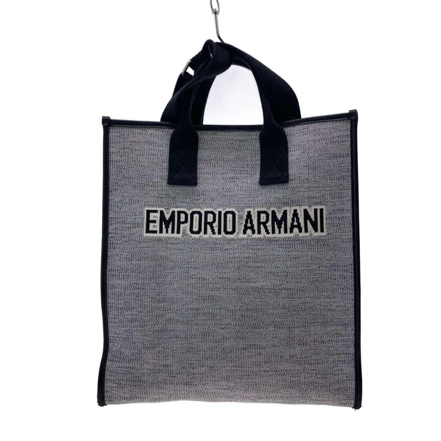 EMPORIO ARMANI◇トートバッグ/キャンバス/グレー2WAY/角スレ有