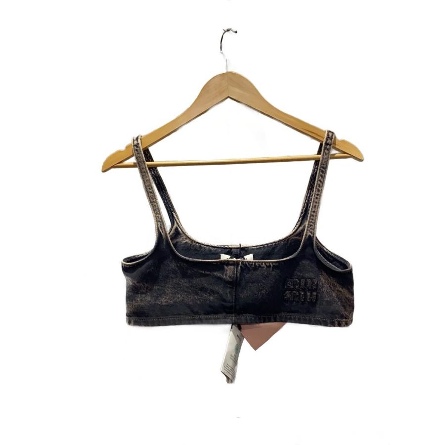MIU MIU◇Marbleized Denim Bralette/ビスチェ/38/コットン/ブラック