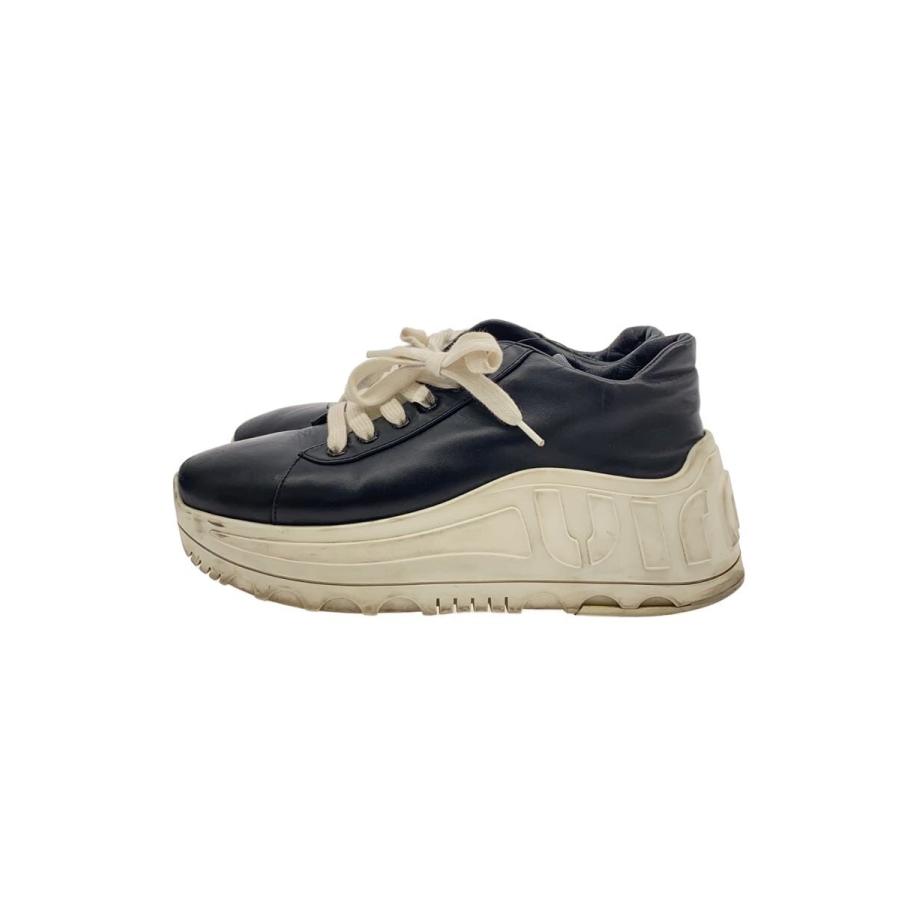 最安値！Miu Miu ロゴストラップ スニーカー厚底 MIU MIU◇ロゴ/厚底/ローカットスニーカー/37.5/ブラック/レザー