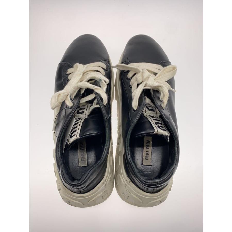 MIU MIU◇ロゴ/厚底/ローカットスニーカー/37.5/ブラック/レザー