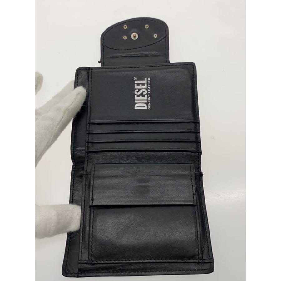 【新品未使用】DIESEL 二つ折り財布 ブラック DIESEL◇2つ折り財布/レザー/ブラック/無地/レディース// : セカンド