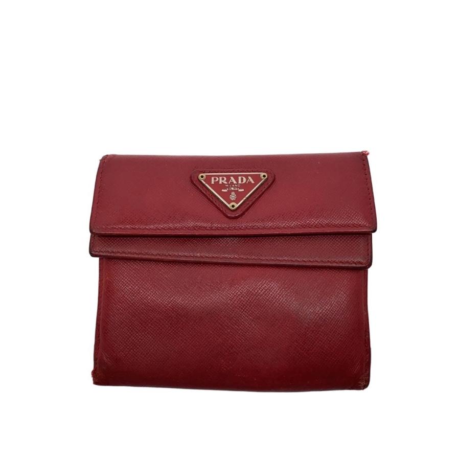 PRADA◇複数折り財布/レザー/レッド/レディース// : セカンド