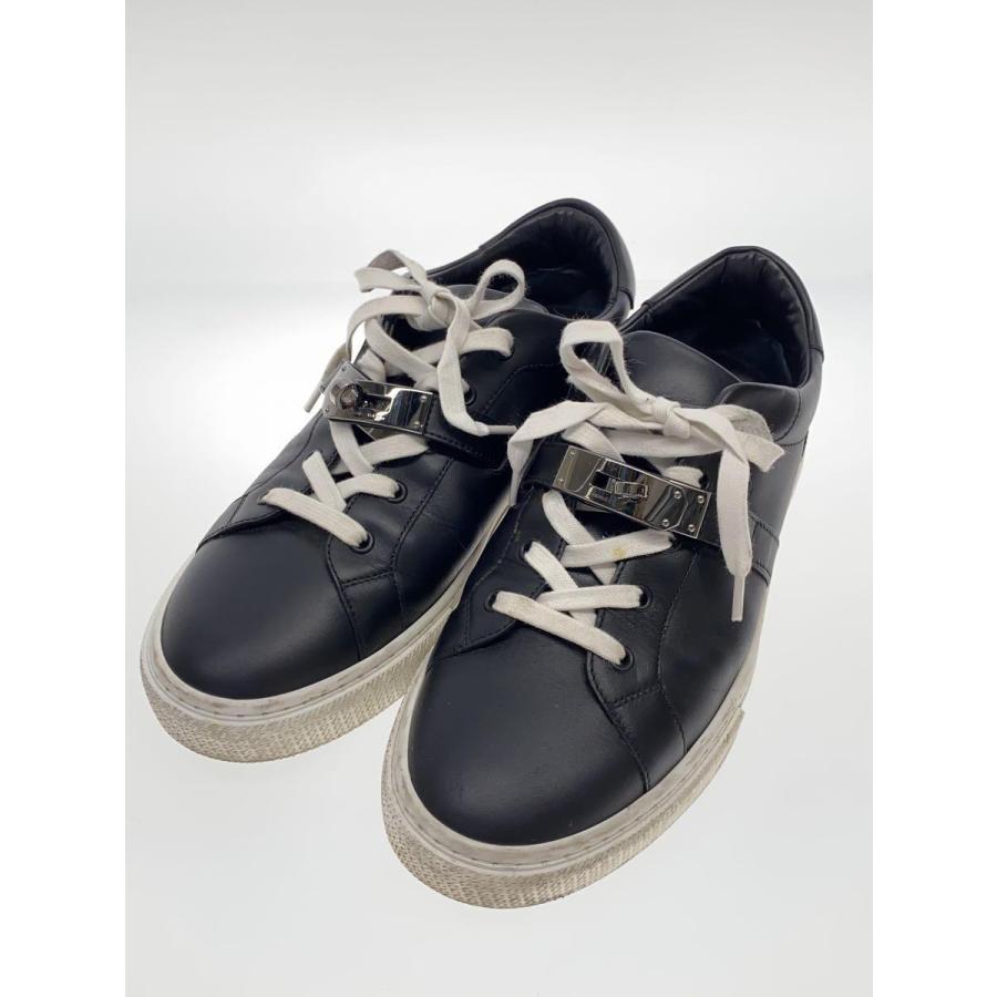 HERMES◇DAY/ケリー金具/ローカットスニーカー/40/BLK/レザー 