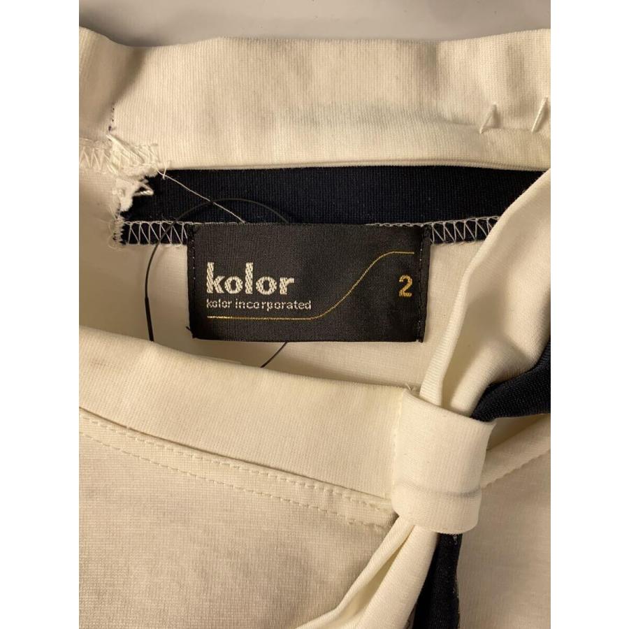 kolor◇22AW/PULLOVER TEE/長袖カットソー/2/コットン/WHT/22WCM 