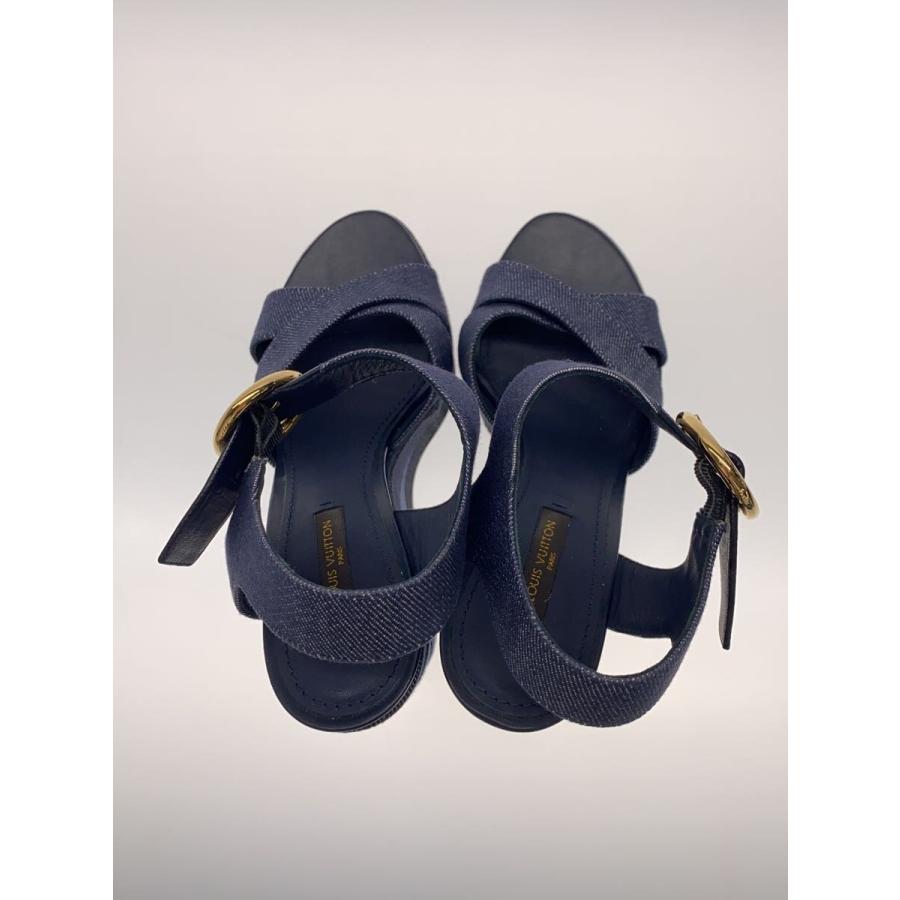 LOUIS VUITTON◇サンダル/ウェッジソール/LVサークル/35.5/インディゴ