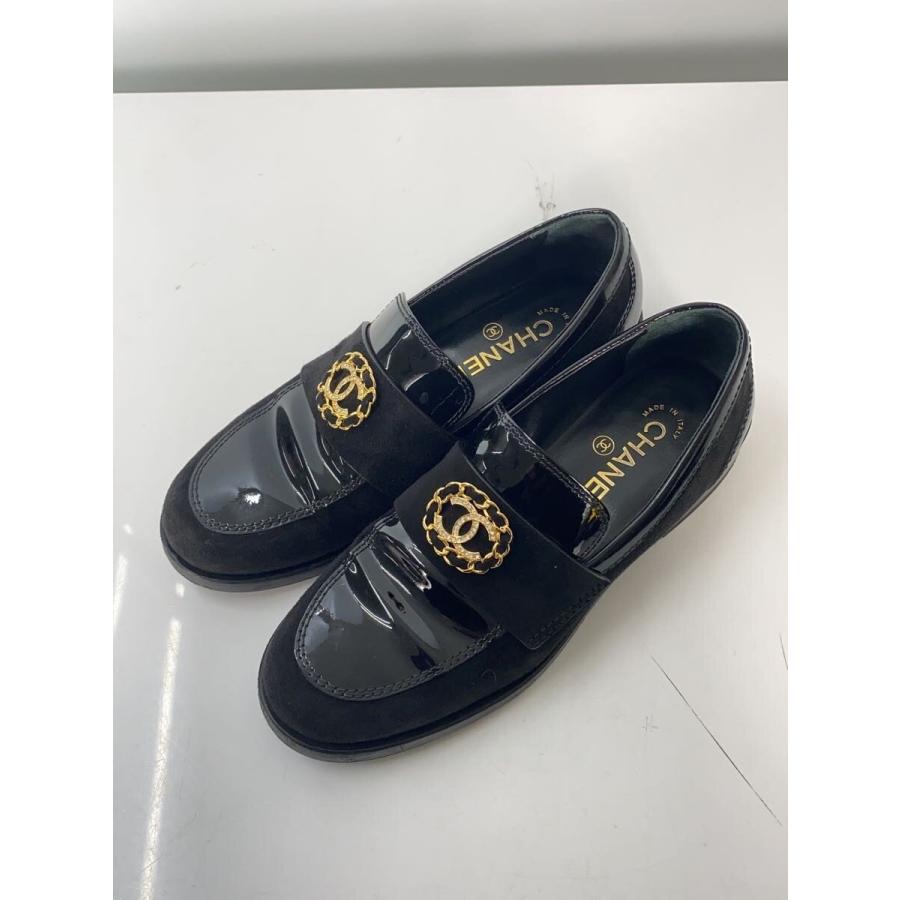 CHANEL◇ローファー/37/BLK/レザー/G39606/22AW/カーフスキン/パテント