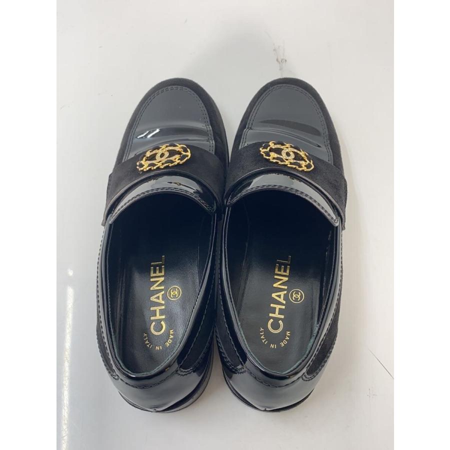 CHANEL◇ローファー/37/BLK/レザー/G39606/22AW/カーフスキン/パテント