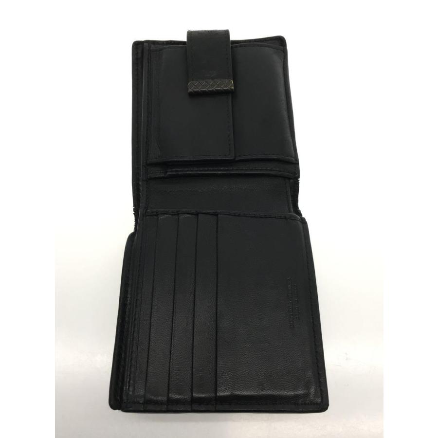 BOTTEGA VENETA◇2つ折り財布/レザー/BLK