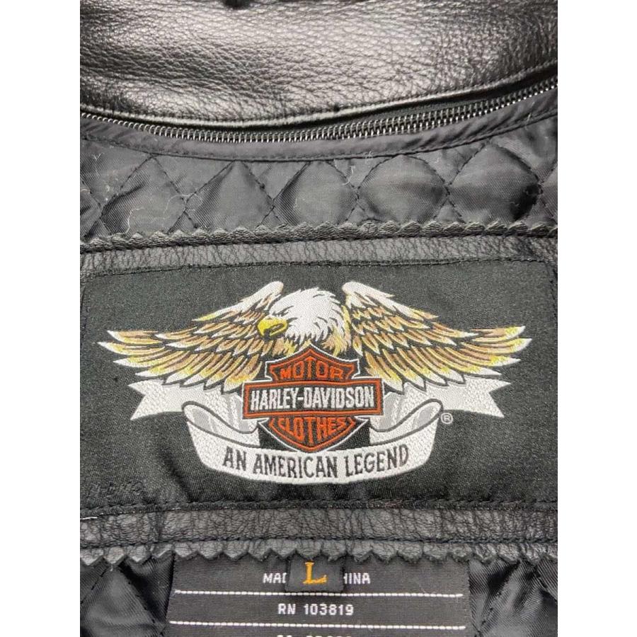 HARLEY DAVIDSON◇シングルライダースジャケット/L/レザー/BLK