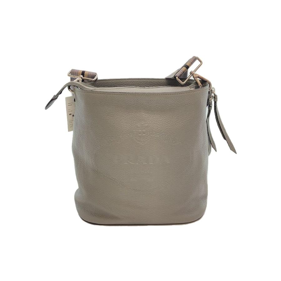 rina PRADA グレー エトゥープ レザー ショルダーバッグ PRADA◇ショルダーバッグ/レザー/GRY/1BE057 : セカンドストリート